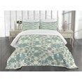 thumbnail image 1 of Ambesonne Geometric Quilted Bedspread Set 3 Pcs, Pale Toned Lattice, Queen Size, Pale Teal Beige, 1 of 3