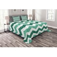 thumbnail image 1 of Ambesonne Geometric Quilted Bedspread Set 3 Pcs, Pastel Chevrons Green, King Size, Mint Green Dark Green, 1 of 3