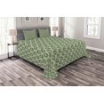 thumbnail image 1 of Ambesonne Geometric Quilted Bedspread Set 3 Pcs, Peacock Feathers, Queen Size, Pistachio Green Tan, 1 of 3