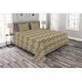 thumbnail image 1 of Ambesonne Geometric Quilted Bedspread Set 3 Pcs, Rectangles Flowers, King Size, Sage Green Vermilion, 1 of 5