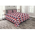 thumbnail image 1 of Ambesonne Geometric Quilted Bedspread Set 3 Pcs, Red Circles Rounds, Queen Size, Navy Blue Red and White, 1 of 3