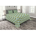 thumbnail image 1 of Ambesonne Geometric Quilted Bedspread Set 3 Pcs, Retro Circle and Dots, Queen Size, Yellow Green Blue Black, 1 of 5