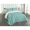 thumbnail image 1 of Ambesonne Geometric Quilted Bedspread Set 3 Pcs, Retro Classical Tile, King Size, Turquoise and Lilac, 1 of 5