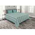 thumbnail image 1 of Ambesonne Geometric Quilted Bedspread Set 3 Pcs, Retro Classical Tile, Queen Size, Turquoise and Lilac, 1 of 3
