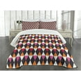 thumbnail image 1 of Ambesonne Geometric Quilted Bedspread Set 3 Pcs, Rhombus Vintage Shape, Queen Size, Multicolor, 1 of 3