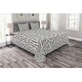 thumbnail image 1 of Ambesonne Geometric Quilted Bedspread Set 3 Pcs, Short Lines Abstract, Queen Size, Charcoal Grey White, 1 of 3