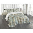 thumbnail image 1 of Ambesonne Geometric Quilted Bedspread Set 3 Pcs, Soft Vertical Line Design, Queen Size, Tan Cream Pale Blue, 1 of 5