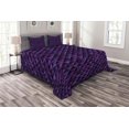 thumbnail image 1 of Ambesonne Geometric Quilted Bedspread Set 3 Pcs, Squares and Triangles, King Size, Purple Black, 1 of 3