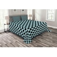 thumbnail image 1 of Ambesonne Geometric Quilted Bedspread Set 3 Pcs, Surreal Leaf Pattern, Queen Size, Slate Blue Black, 1 of 3