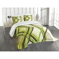 thumbnail image 1 of Ambesonne Geometric Quilted Bedspread Set 3 Pcs, Trippy Diamond Shapes, Queen Size, Lime Green Army Green, 1 of 5