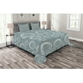 thumbnail image 1 of Ambesonne Geometric Quilted Bedspread Set 3 Pcs, Wavy Short Lines, King Size, Blue Grey Dust, 1 of 3