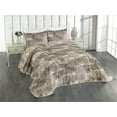 thumbnail image 1 of Ambesonne Geometric Quilted Coverlet 2 Pcs, Floral Pattern Shapes Art, Twin Size, Cocoa Dark Cocoa Beige, 1 of 4
