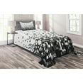 thumbnail image 1 of Ambesonne Geometric Quilted Coverlet 2 Pcs, Squares Greyscale, Twin Size, Grey Dark Grey White, 1 of 2