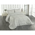 thumbnail image 1 of Ambesonne Geometric Quilted Coverlet 3 Pcs, Abstract Stone Print Art, Queen Size, Coconut Pale Grey and Ivory, 1 of 4