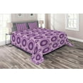 thumbnail image 1 of Ambesonne Geometric Quilted Coverlet 3 Pcs, Circular Lines Rings, Queen Size, Purple, 1 of 2