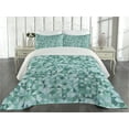 thumbnail image 1 of Ambesonne Geometric Quilted Coverlet 3 Pcs, Triangle Mosaic Shape, King Size, Teal Green, 1 of 2