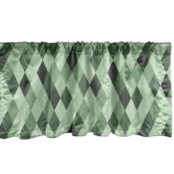 Ambesonne Geometric Rhombus Window Valance, Green Hues Argyle, 54" X 18", Pale Green Dark Green