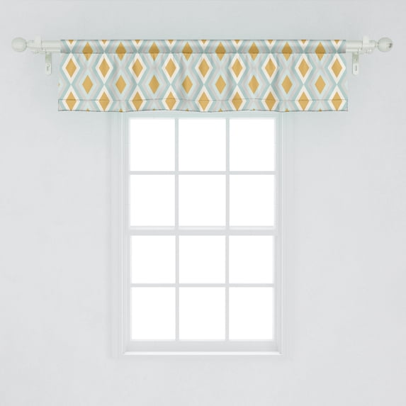Ambesonne Geometric Rhombus Window Valance, Modernistic Pastel Tones Pattern with Repeating Shapes, Curtain Valance for Kitchen Bedroom Decor with Rod Pocket, 54" X 12", Pale Orange Multicolor