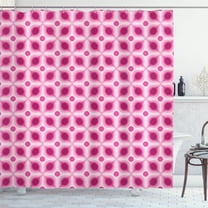 Ambesonne Geometric Shower Curtain, 70s Vintage Minimalist, 69"Wx75"L, Hot Pink