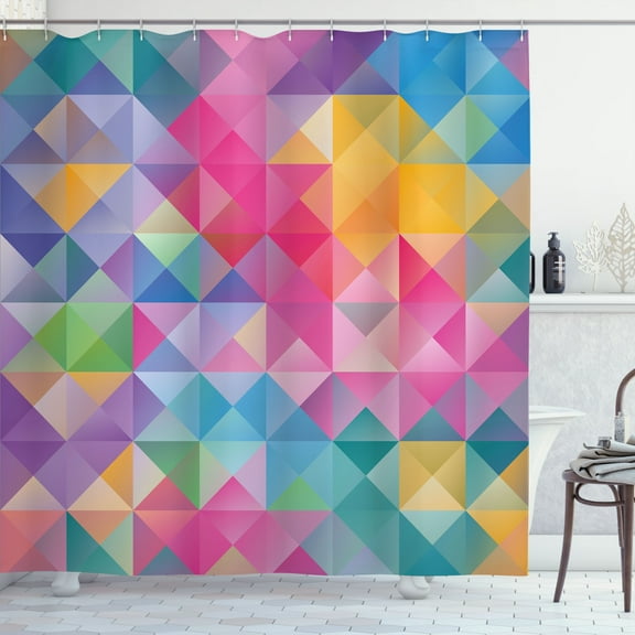 Ambesonne Geometric Shower Curtain, Abstract Blurry Image, 69"Wx84"L, Multicolor