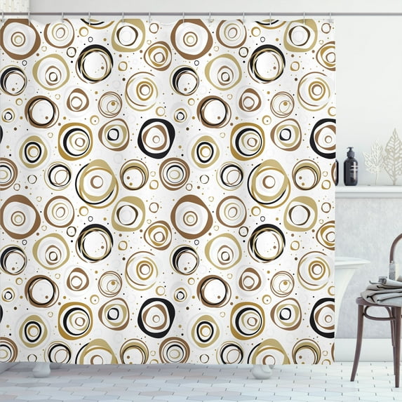 Ambesonne Geometric Shower Curtain, Abstract Funny Dots Print, 69"Wx70"L, Sand Brown