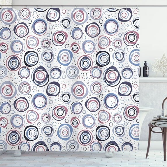 Ambesonne Geometric Shower Curtain, Abstract Funny Dots Print, 69"Wx84"L, Pale Ceil
