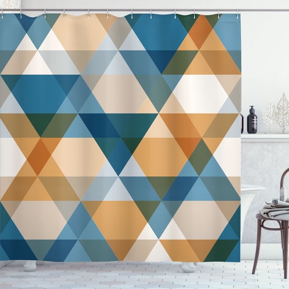 Ambesonne Geometric Shower Curtain, Abstract Pattern Vintage, 69"Wx75"L, Sea Blue