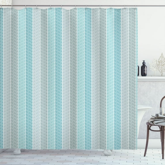 Ambesonne Geometric Shower Curtain, Abstract Rectangles Art, 69"Wx75"L, Pale Blue Sky Blue