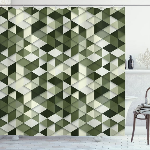 Ambesonne Geometric Shower Curtain, Abstract Retro Modern Art, 69"Wx70"L, Hunter Green