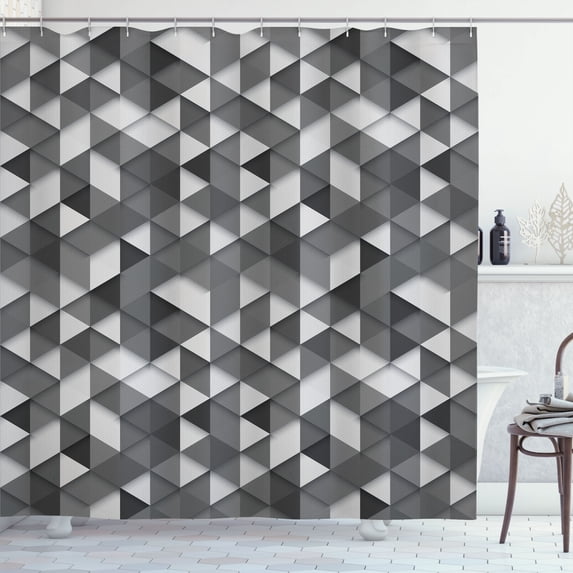 Ambesonne Geometric Shower Curtain, Abstract Retro Modern Art, 69"Wx84"L, Taupe Grey