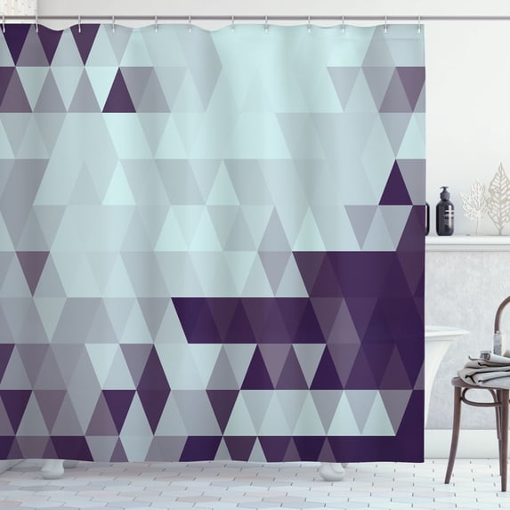 Ambesonne Geometric Shower Curtain, Abstract Triangle Pattern, 69"Wx84"L, Pale Seafoam