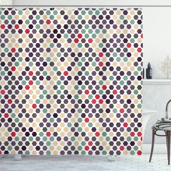 Ambesonne Geometric Shower Curtain, Art Abstract Zigzag Print, 69"Wx70"L, Dark Pink