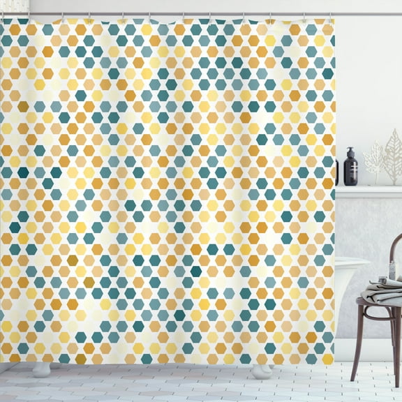 Ambesonne Geometric Shower Curtain, Art Abstract Zigzag Print, 69"Wx70"L, Dark Teal