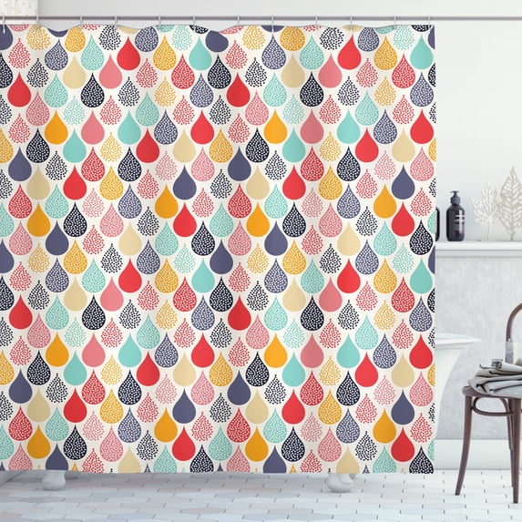 Ambesonne Geometric Shower Curtain, Doodle Rainbow Style, 69"Wx75"L, Multicolor
