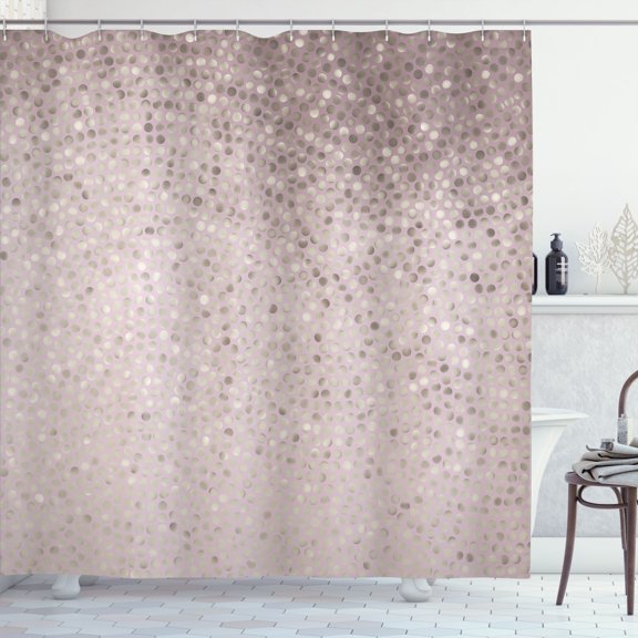 Ambesonne Geometric Shower Curtain, Dot Tiles Classical Art, 69"Wx84"L, Dark Eggshell