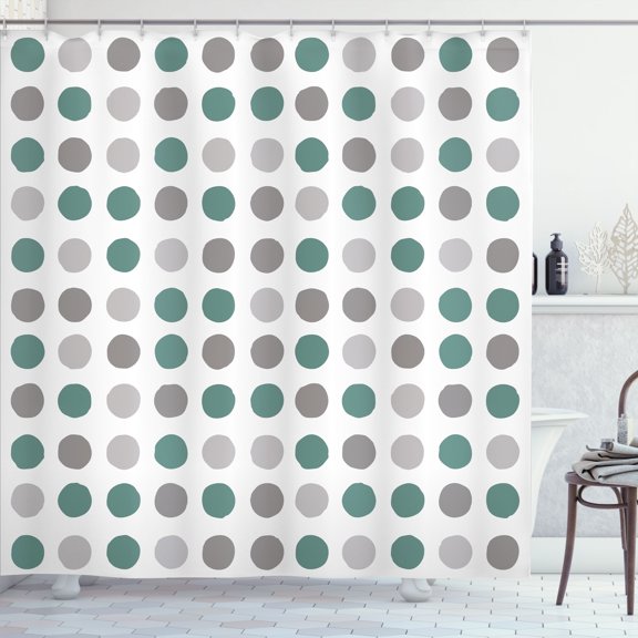 Ambesonne Geometric Shower Curtain, European Retro Polka Dots, 69"Wx70"L, Jade Green