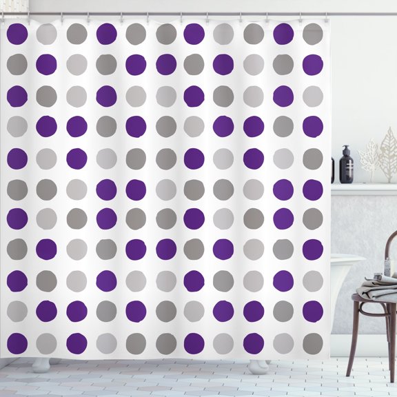 Ambesonne Geometric Shower Curtain, European Retro Polka Dots, 69"Wx70"L, Violet Blue