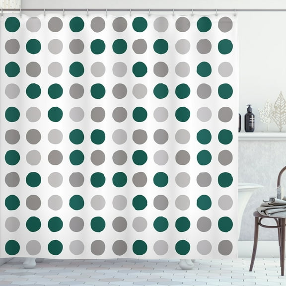 Ambesonne Geometric Shower Curtain, European Retro Polka Dots, 69"Wx84"L, Forest Green