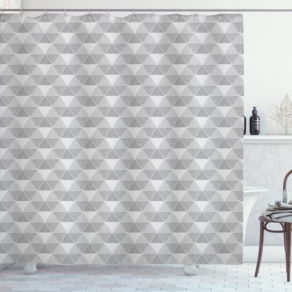 Ambesonne Geometric Shower Curtain, Grungy Greyscale Tones, 69"Wx84"L, Pale Grey Dark Taupe
