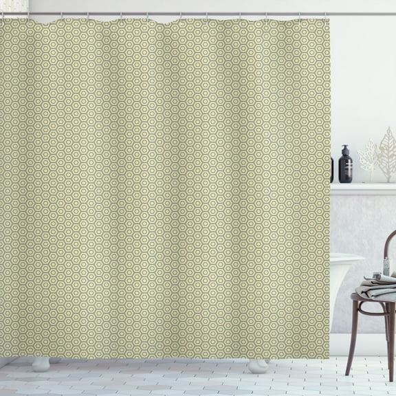 Ambesonne Geometric Shower Curtain, Repetitive and Hexagonal, 69"Wx75"L, Laurel Green and Pale Yellow