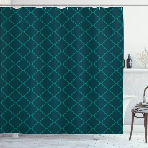 Ambesonne Geometric Shower Curtain, Simple Monochrome Pattern, 69"Wx70"L, Dark Teal