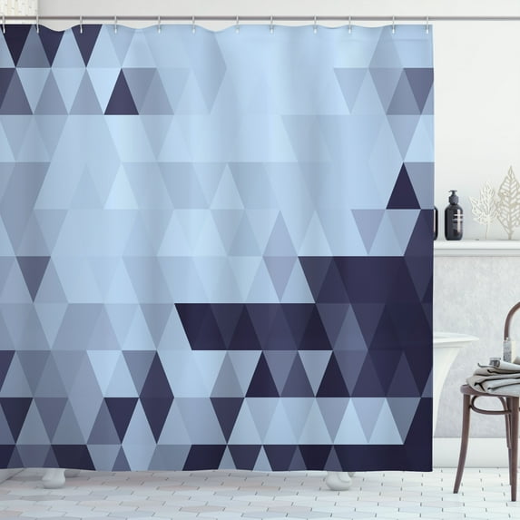 Ambesonne Geometric Shower Curtain, Triangle Pattern Abstract, 69"Wx70"L, Pale Blue