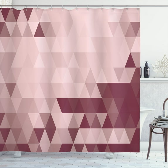 Ambesonne Geometric Shower Curtain, Triangle Pattern Abstract, 69"Wx84"L, Pale Rose