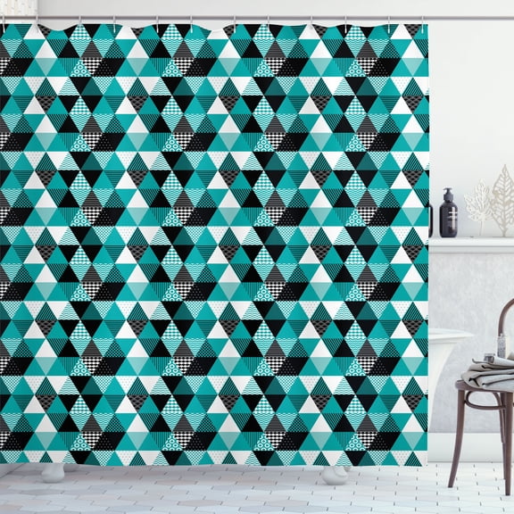 Ambesonne Geometric Shower Curtain, Various Ornate Triangles, 69"Wx84"L, Seafoam Grey