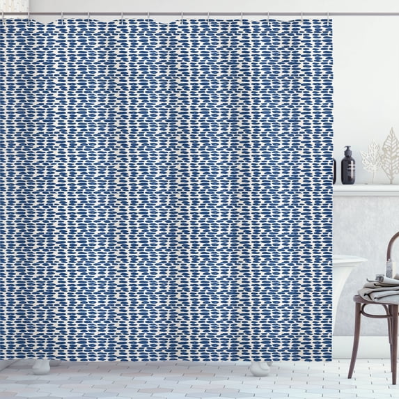 Ambesonne Geometric Shower Curtain, Watercolor Bluish Shapes, 69"Wx84"L, Dark Sky Blue White