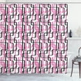 thumbnail image 1 of Ambesonne Geometric Shower Curtain, Wavy Lines Funky, 69"Wx84"L, Hot Pink White Black, 1 of 4
