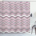 thumbnail image 1 of Ambesonne Geometric Shower Curtain, Wavy Stripes Nautical, 69"Wx84"L, Warm Taupe Pink Cream, 1 of 4