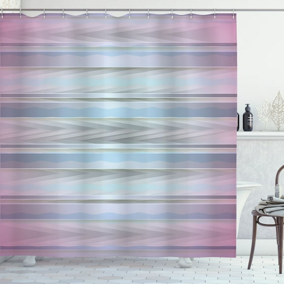 Ambesonne Geometric Shower Curtain, Zig Zag, 69"Wx84"L, Pale Pink Blue