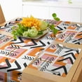 thumbnail image 1 of Ambesonne Geometric Table Runner & Placemats, Grunge Shapes, Placemat 4 pcs + Runner 14"x72", Orange Pale Pink Black, 1 of 2