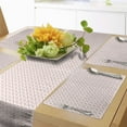 thumbnail image 1 of Ambesonne Geometric Table Runner & Placemats, Squares Polka Dots, Placemat 4 pcs + Runner 16"x90", Pale Pink White, 1 of 2